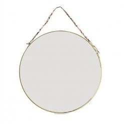 Nkuku Kiko Round Hanging Mirror In Antique Brass