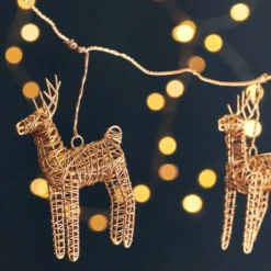 Nkuku Ramya Wire Reindeer Garland Brass