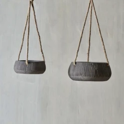 Nkuku Wampu Hanging Planter Distressed Brown Black Small