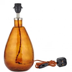 Nkuku Baba Glass Lamp Base In Burnt Amber - Large Tall