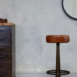 Nkuku Narwana Leather Round Stool