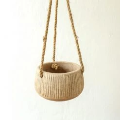 Nkuku Wampu Hanging Planter Distressed Terracotta Small
