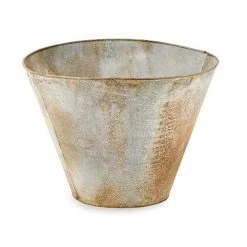Nkuku Abari Tapered Planter In Aged Zinc