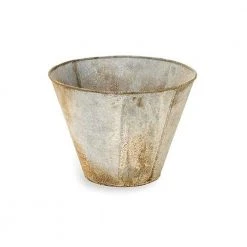 Nkuku Abari Tapered Planter In Aged Zinc