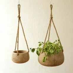 Nkuku Wampu Hanging Planter Distressed Terracotta Large