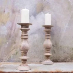 Nkuku Akello Mango Wood Candlestick