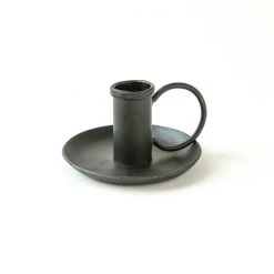 Nkuku Amri Iron Candlestick - Antique Black