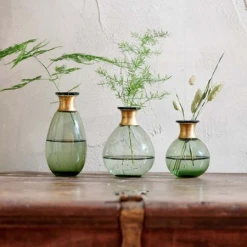 Nkuku Miza Mini Glass Vase Green - Handcrafted Home Decor for Modern Interiors 4 Nkuku Miza Mini Glass Vase Green