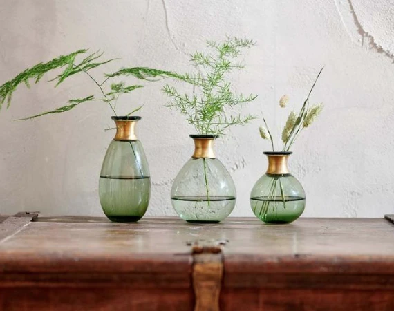 Nkuku Miza Mini Glass Vase Green - Handcrafted Home Decor for Modern Interiors 2 Nkuku Miza Mini Glass Vase Green