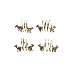 Nkuku Set of 4 Antique Brass Stag Napkin Rings