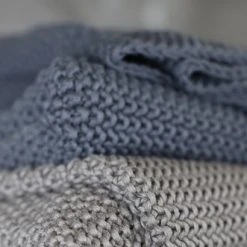 Nkuku Dark Grey Cotton Moss Throw