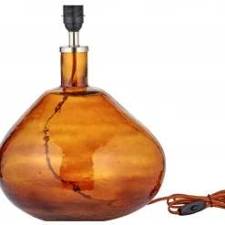 Nkuku Baba Glass Lamp In Burnt Amber Large