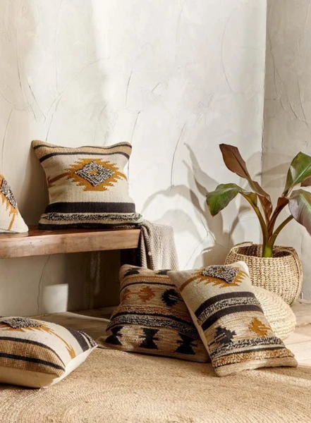 Nkuku Tussi Mara Cushion Cover Mustard - Handwoven Cotton Cushion Cover for Sofa, Bed, or Chair 2 Nkuku Tussi Mara Cushion Cover Mustard