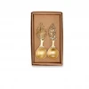 Nkuku Short Brass Leaf Spoons Set Of 2