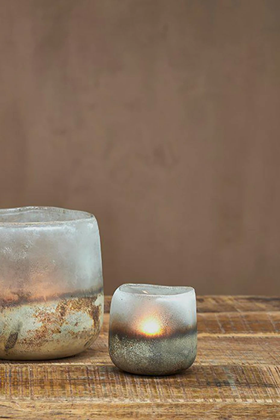 Nkuku Aged Smoke Ngolo T Light Small - Handcrafted Ceramic Candle Holder 1 Nkuku Aged Smoke Ngolo T Light Small