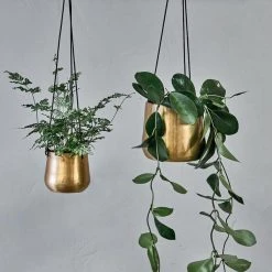 Nkuku Atsu Brass Hanging Planter