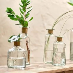 Nkuku Clear & Antique Brass Large Hammered Bottle Vase