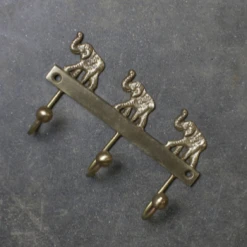 Nkuku Antique Brass Elephant Hooks - Set of 2