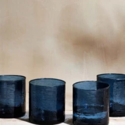 Nkuku Yala Hammered Indigo Tumbler Glass