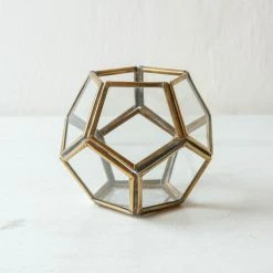 Nkuku Menni Hexagonal Brass Lantern