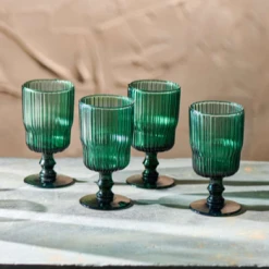 Nkuku Fali Wine Glass Teal - Set of 4
