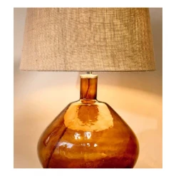 Nkuku Baba Glass Lamp In Burnt Amber Large