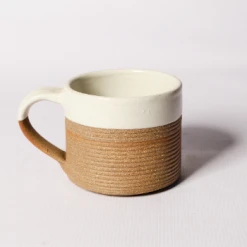 Nkuku Terracotta & White Ceramic Ribbed Mug