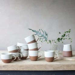 Nkuku White & Terracotta Large Mali Mug - Handcrafted Ceramic Drinkware for Coffee & Tea 3 Nkuku White & Terracotta Large Mali Mug