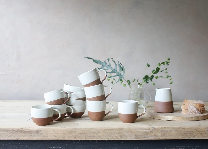 Nkuku White & Terracotta Large Mali Mug - Handcrafted Ceramic Drinkware for Coffee & Tea 2 Nkuku White & Terracotta Large Mali Mug