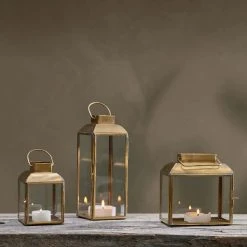 Nkuku Tall Antique Brass Lantern