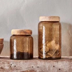 Nkuku Charal Storage Jar In Smoke Brown - Small