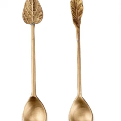 Nkuku Brass Leaf Spoons Set Of 2