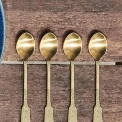 Nkuku Veeta Brushed Gold Tea Spoons Set Of 4