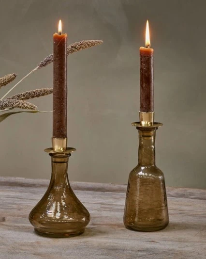 Nkuku Sirsa Glass Candlestick - Sepia | Handcrafted Room Decor 3 Nkuku Sirsa Glass Candlestick - Sepia