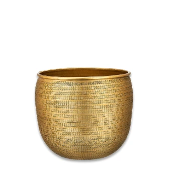 Nkuku Small Antique Brass Tembesi Etched Planter - Handcrafted Home Decor 1 Nkuku Small Antique Brass Tembesi Etched Planter