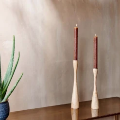 Nkuku Himba Mango Wood Candlestick - Natural - Large