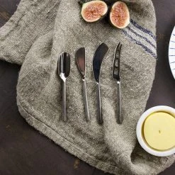 Nkuku Set of 4 Brushed Silver Cheese Knives