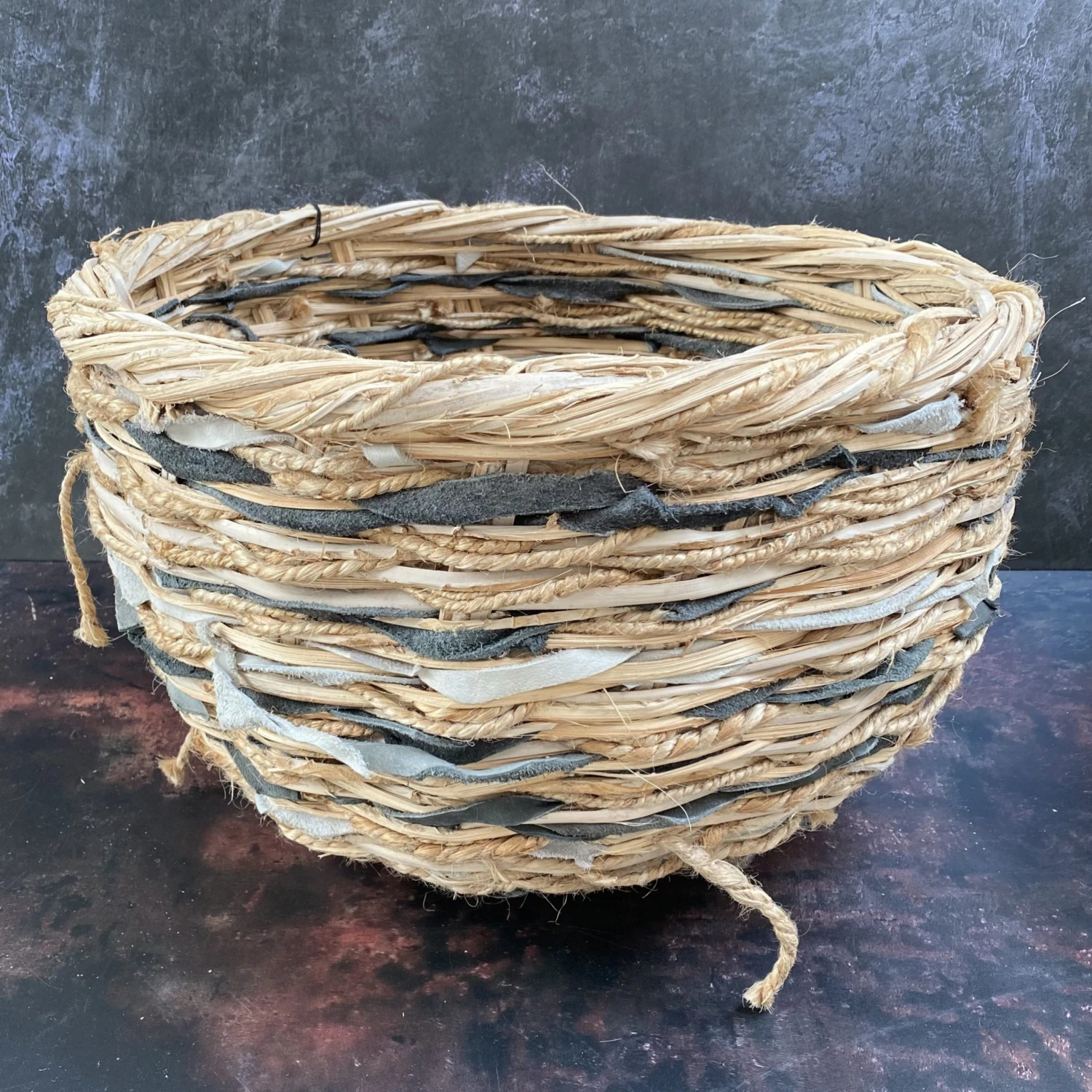 Nkuku Bamboo and Leather Basket - Handwoven Storage Solution for Home Decor 3 Nkuku Bamboo and Leather Basket