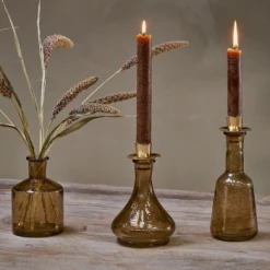 Nkuku Sepia Sirsa Glass Candlestick - Tapered