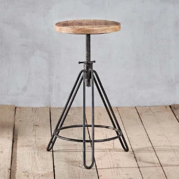 Nkuku Arvi Iron and Mango Wood Stool - Handcrafted Rustic Furniture for Home Decor 2 Nkuku Arvi Iron and Mango Wood Stool