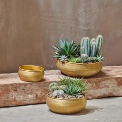 Nkuku Tembesi Etched Round Planter Bowl - Small