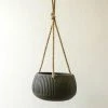 Nkuku Wampu Hanging Planter Distressed Brown Black Large