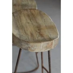 Nkuku Mango Wood And Rust Loko Stool