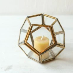 Nkuku Menni Hexagonal Brass Lantern