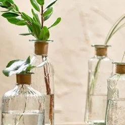 Nkuku Chara Small Lines Bottle In Antique Brass