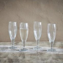 Nkuku Yala Hammered Champagne Glasses Clear Glass