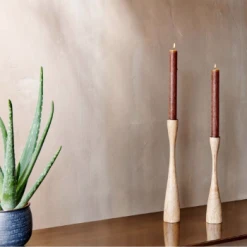 Nkuku Himba Mango Wood Candlestick - Natural - Small