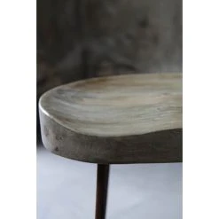 Nkuku Mango Wood And Rust Loko Stool