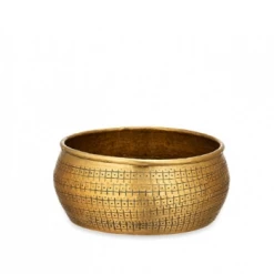 Nkuku Tembesi Etched Round Planter Bowl - Small