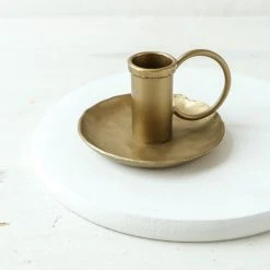 Nkuku Amri Iron Candlestick - Antique Brass